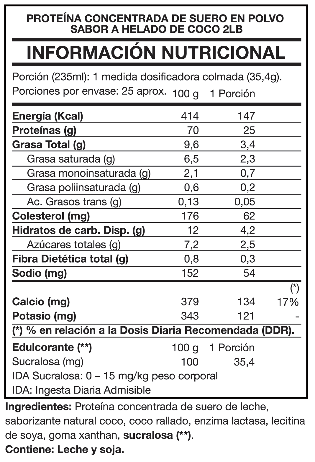 Tasty Protein 100% Whey 2lbs Coconut ice cream - Foodtech-1