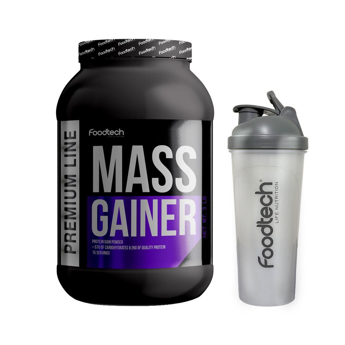 Mass Gainer 3lb + Shaker White 700ml - Foodtech-0