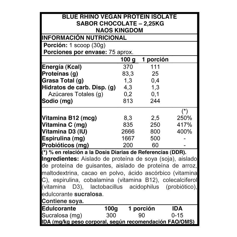 Blue Rhino Vegan Protein 2,25 - Naos Kingdom Chocolate-1