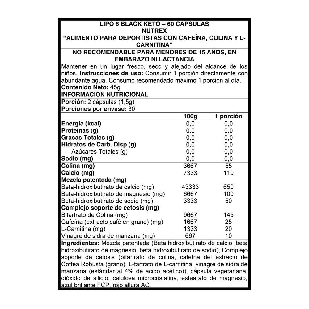 Quemador de Grasa Lipo 6 Black KETO Uc Nutrex - 60 Cápsulas-1