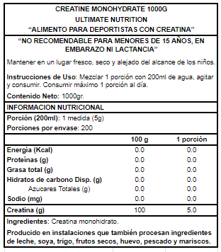 Creatine Monohydrate 1kg - Ultimate Nutrition-1