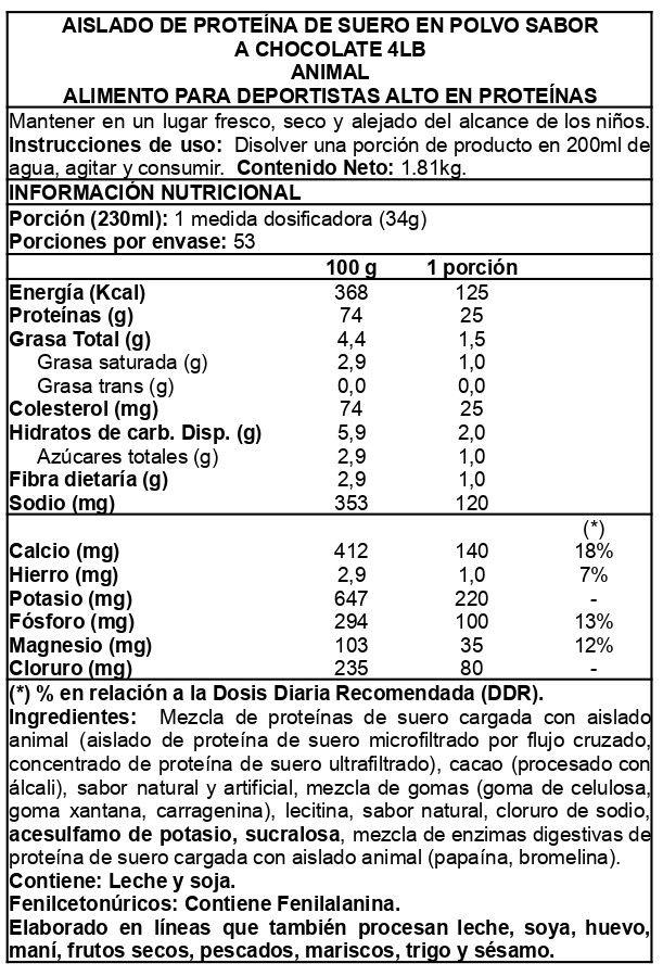 Animal Whey isolate 4lbs Chocolate - Animal-1