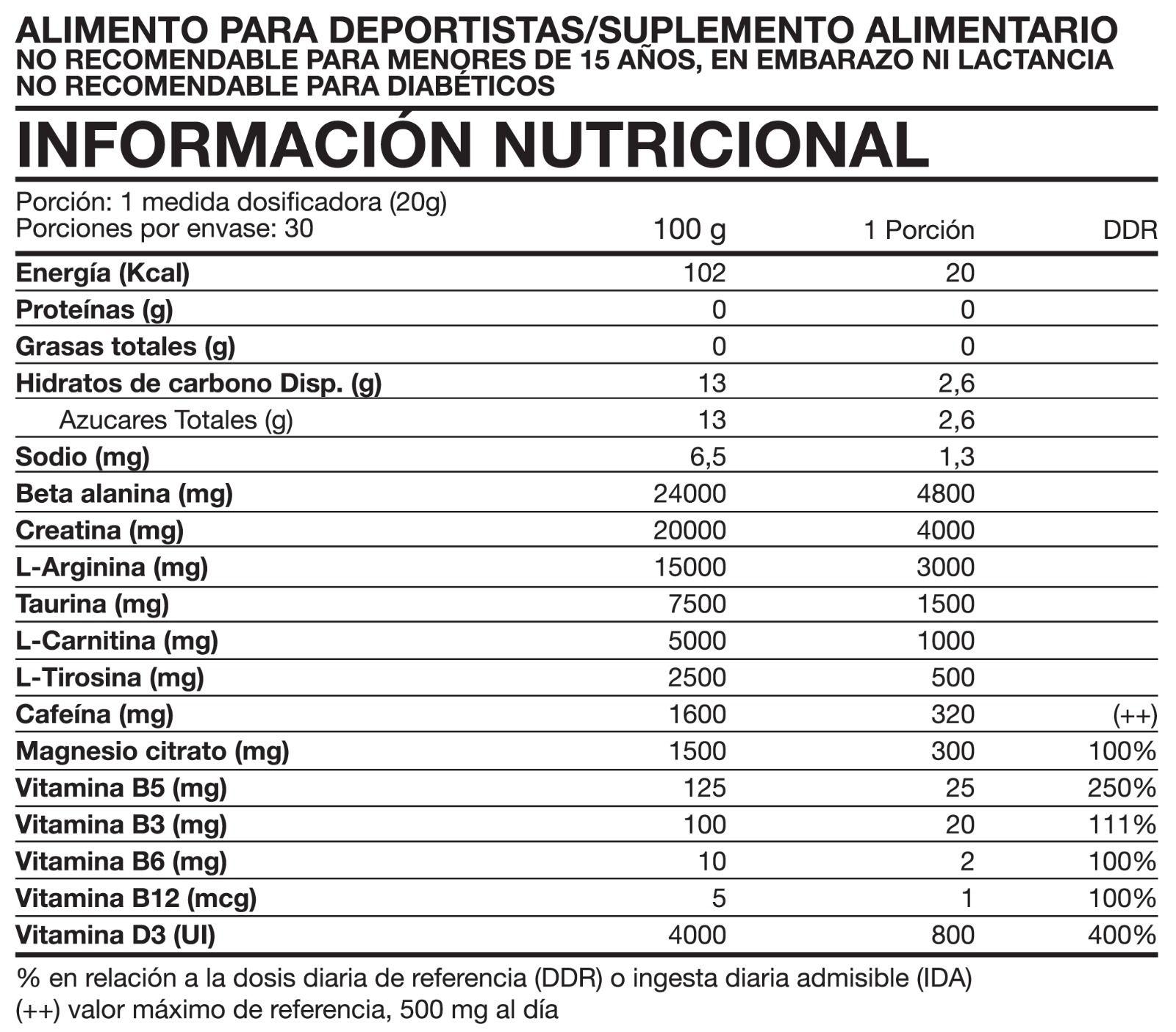 Pre-Entreno Premium Line 600g - Foodtech-1
