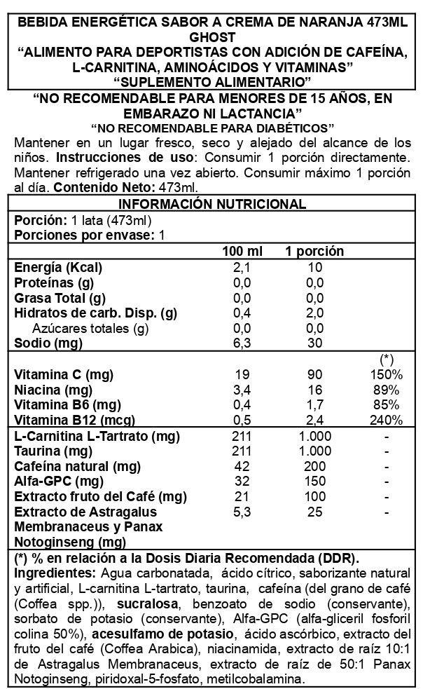 Caja Energy Zero Sugar 12uni Orange Cream - Ghost-1