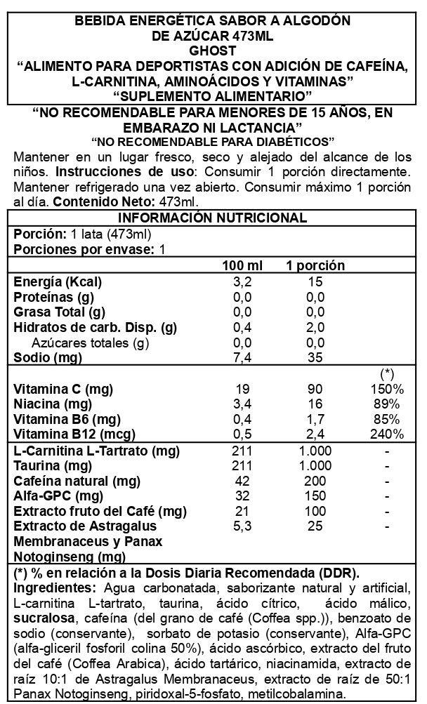 Caja Energy Zero Sugar 12uni Cotton Candy - Ghost-1