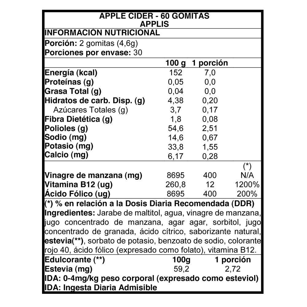 Applis 60 Gomitas De Sidra De Manzana - Applis -1