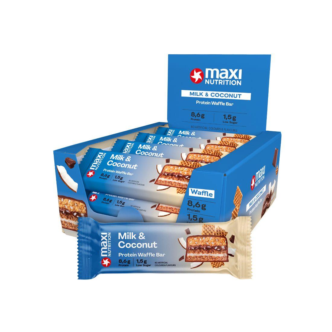 Caja Waffle Bar 12 Unid Milk & Coconut - Maxi Nutrition-0