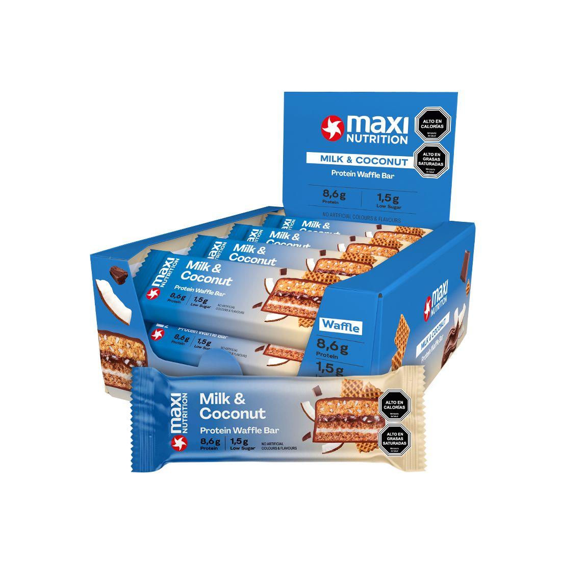 Caja Waffle Bar 12 Unid Milk & Coconut - Maxi Nutrition-0