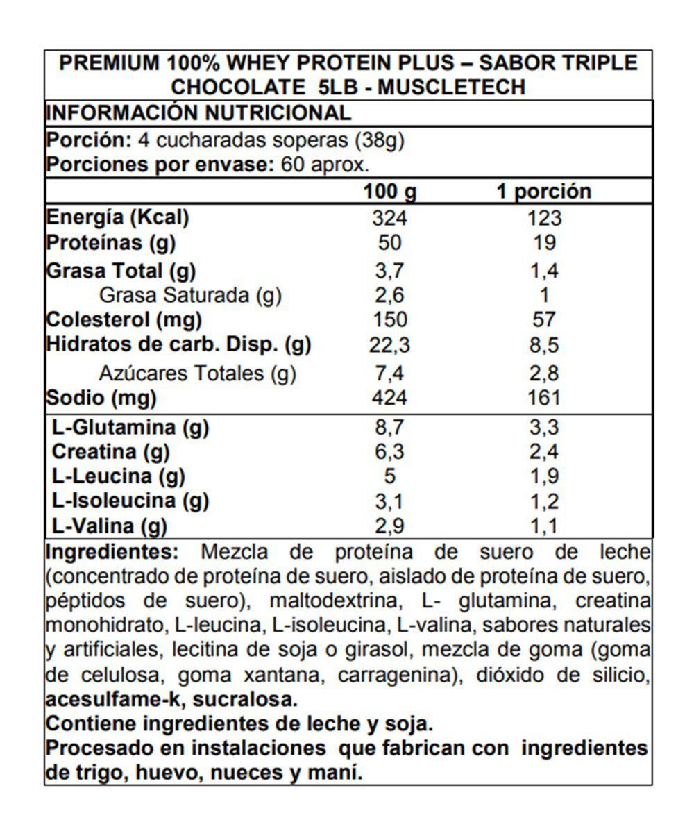 100% Whey Protein Plus 5 lbs - Muscletech Triple Chocolate-1