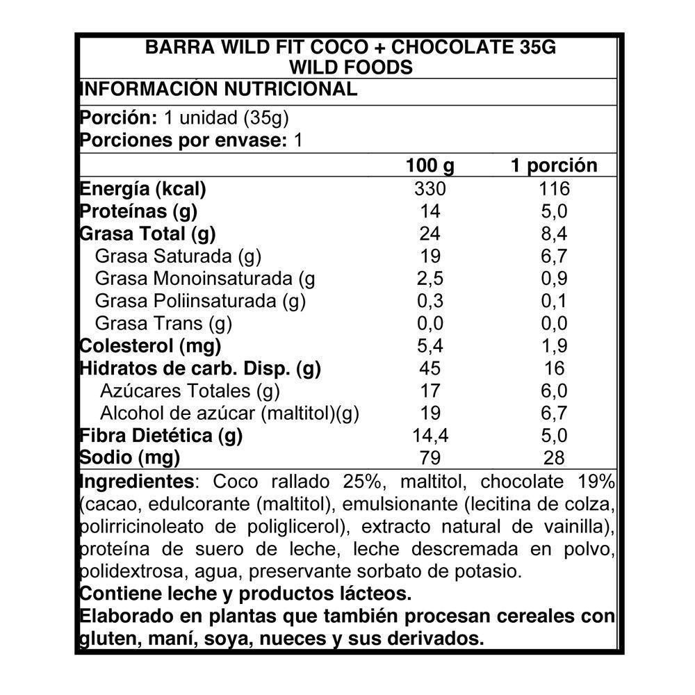 Caja Wild Fit 16 unidades - Wildfoods Coco + Chocolate -1