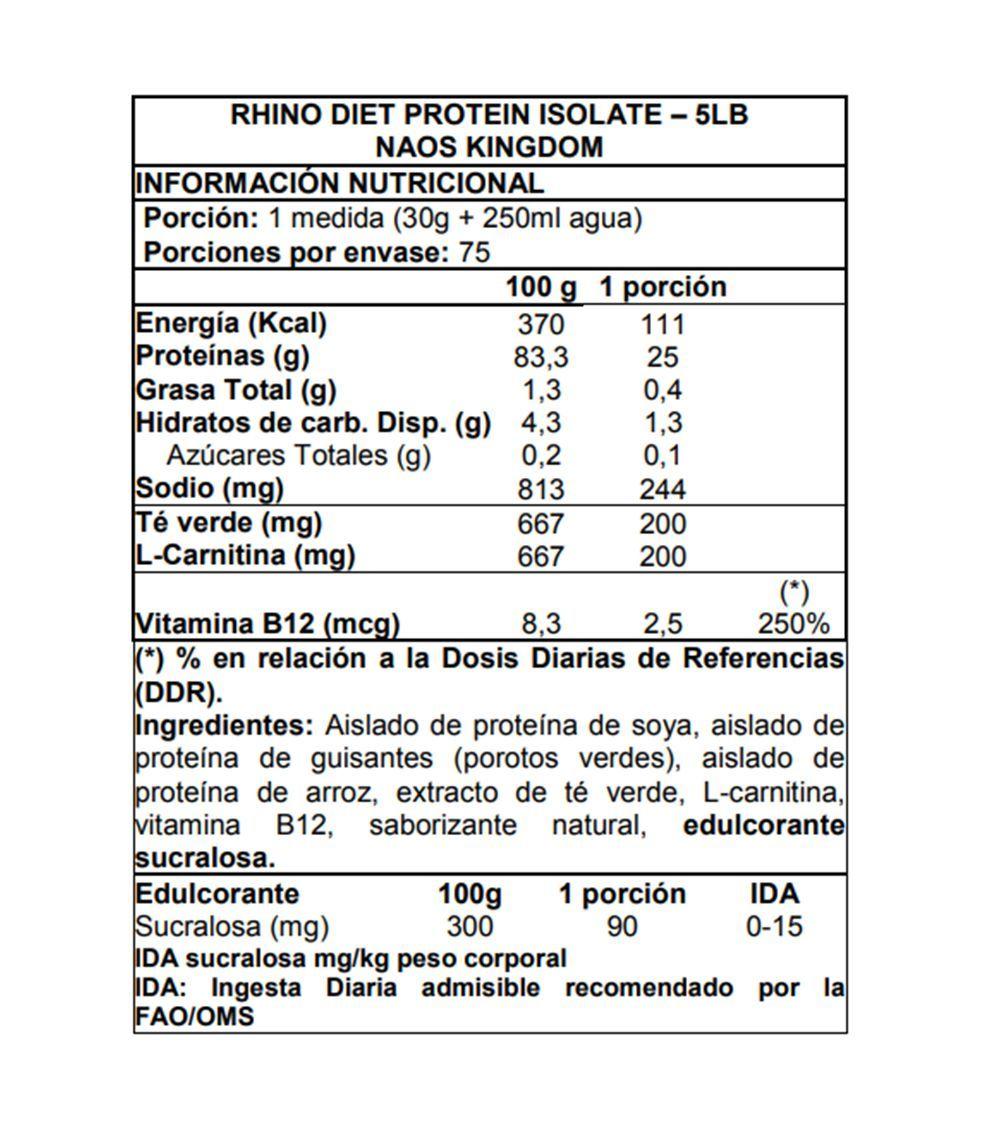 Diet Rhino Vegan Protein Isolate 2,25 kg Naos Kingdom Vainil-1