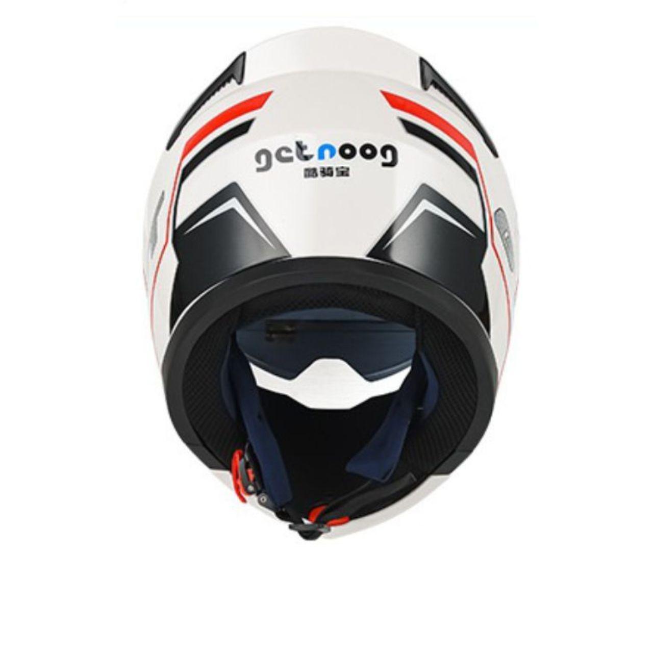 Casco Moto Getnoog Kuqibao Con Bluetooth K20 - Blanco Rojo-1