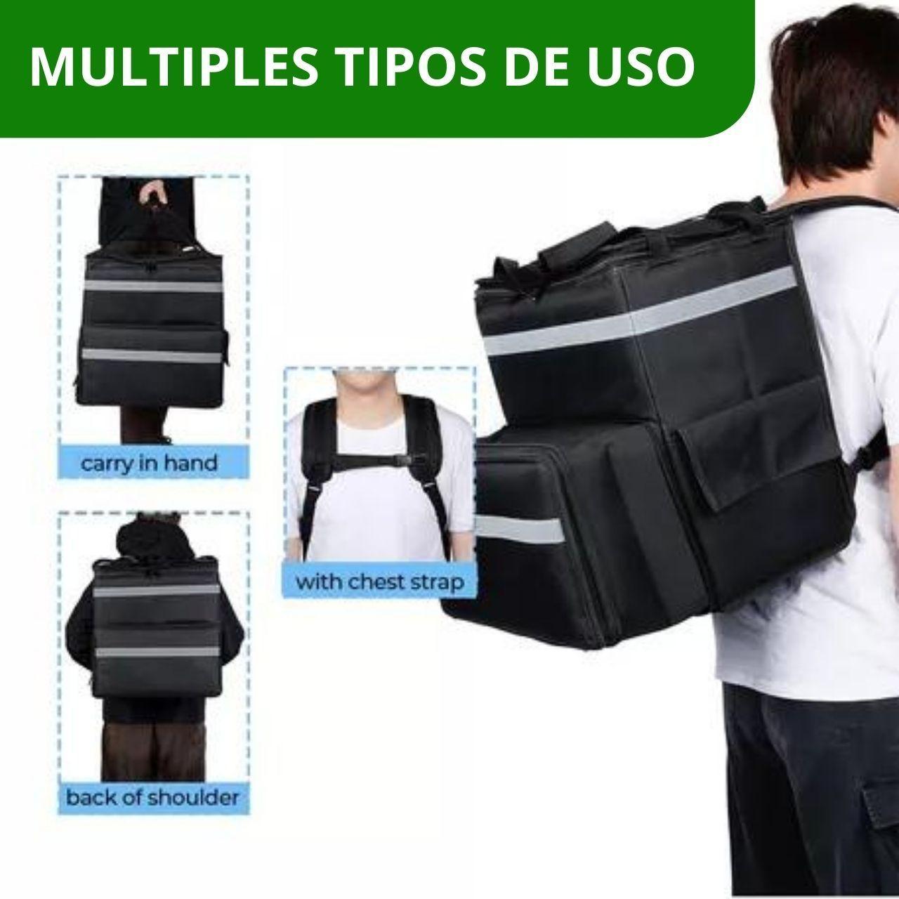Bolso Mochila Térmica Delivery 41x36x(25+13) Cm - Negro-2