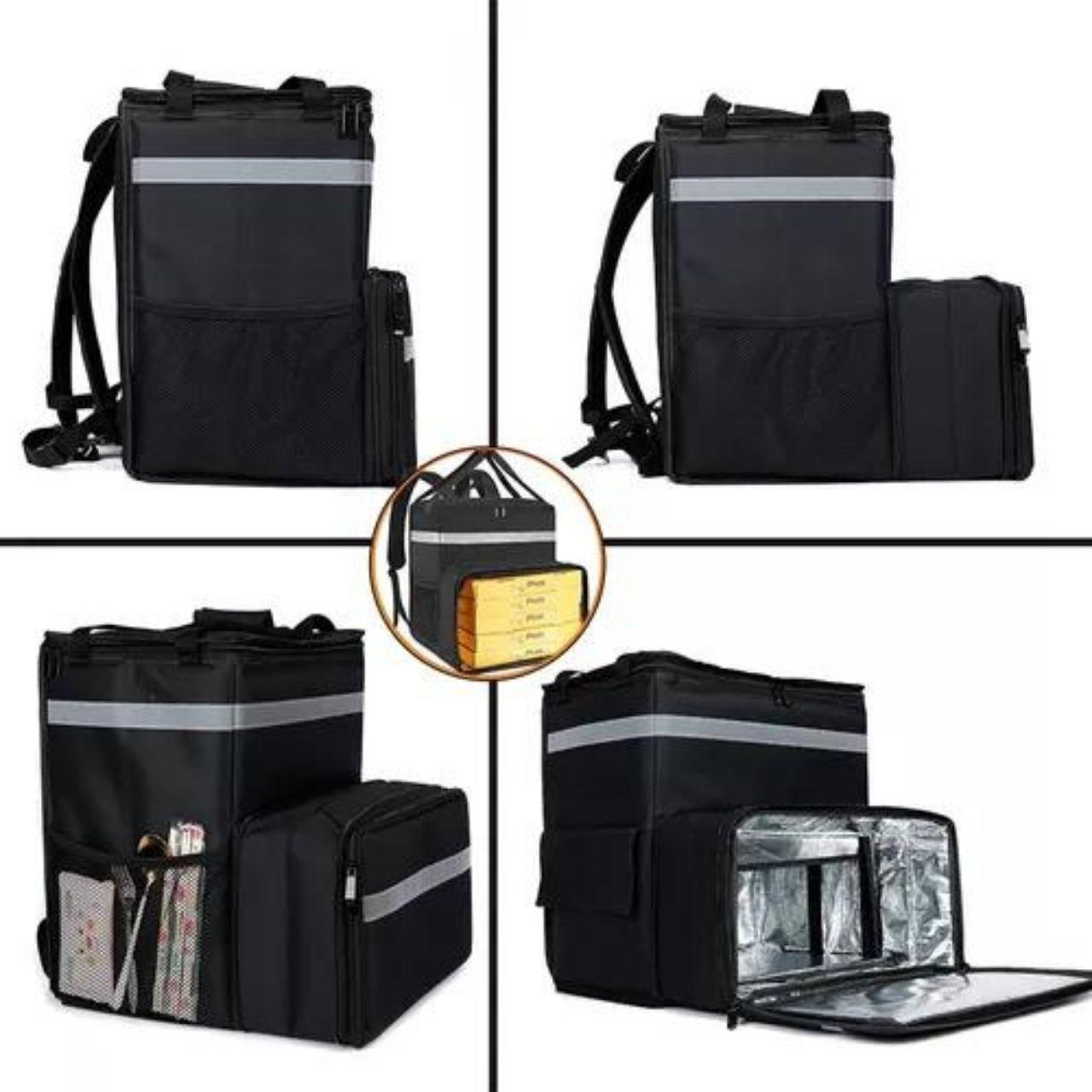 Bolso Mochila Térmica Delivery 41x36x(25+13) Cm - Negro-0