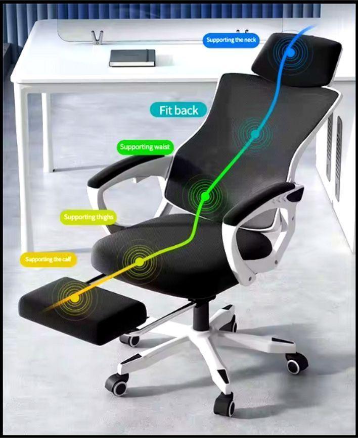 Silla De Escritorio Ajustable Ergonómica - Blanco-3