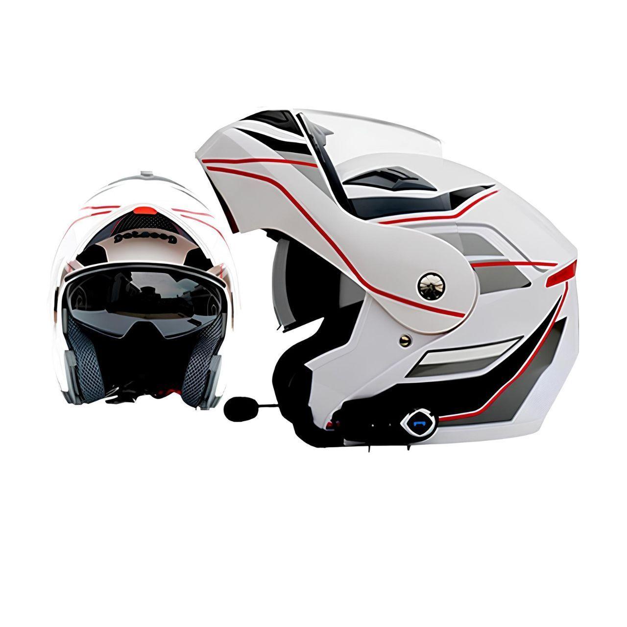 Casco Moto Getnoog Kuqibao Con Bluetooth K10 - Blanco Gris-0