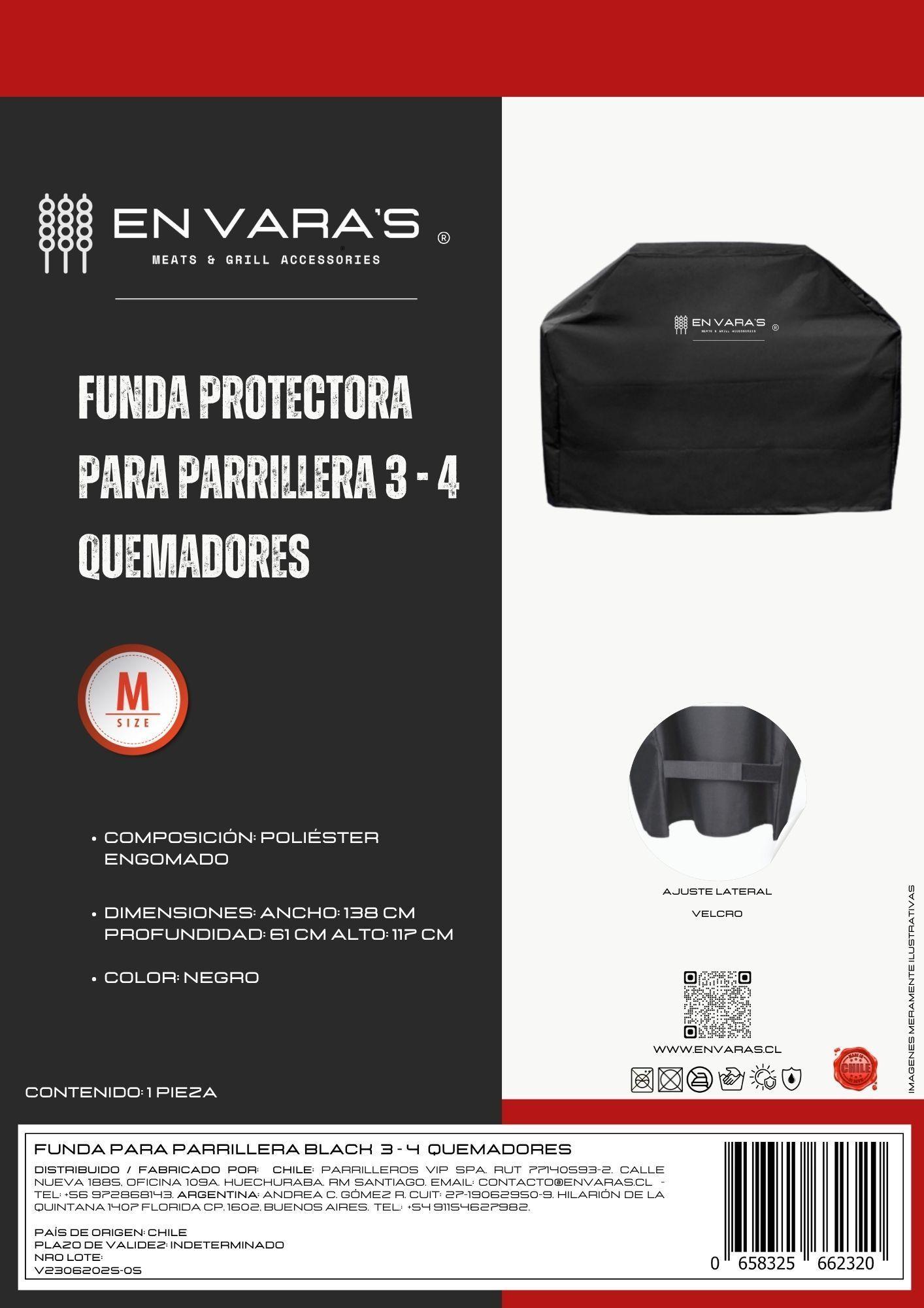 Funda cobertor para parrilla / parrillera 3-4 quemadores. Talla M -  water & sun proof-4
