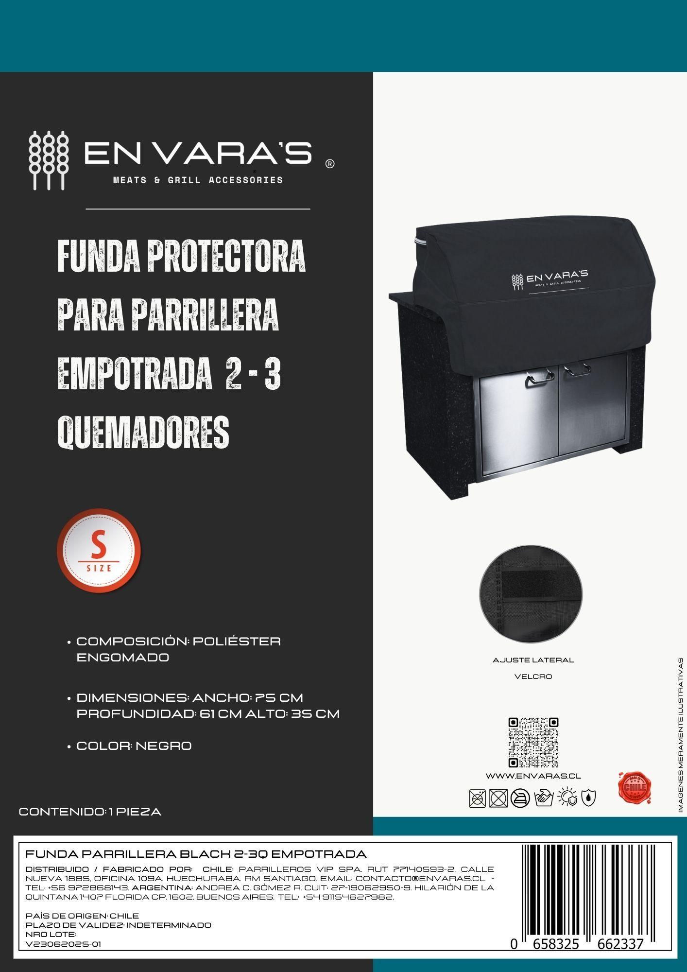 Funda cobertor para parrilla / parrillera empotrada 2-3 quemadores Talla S-1