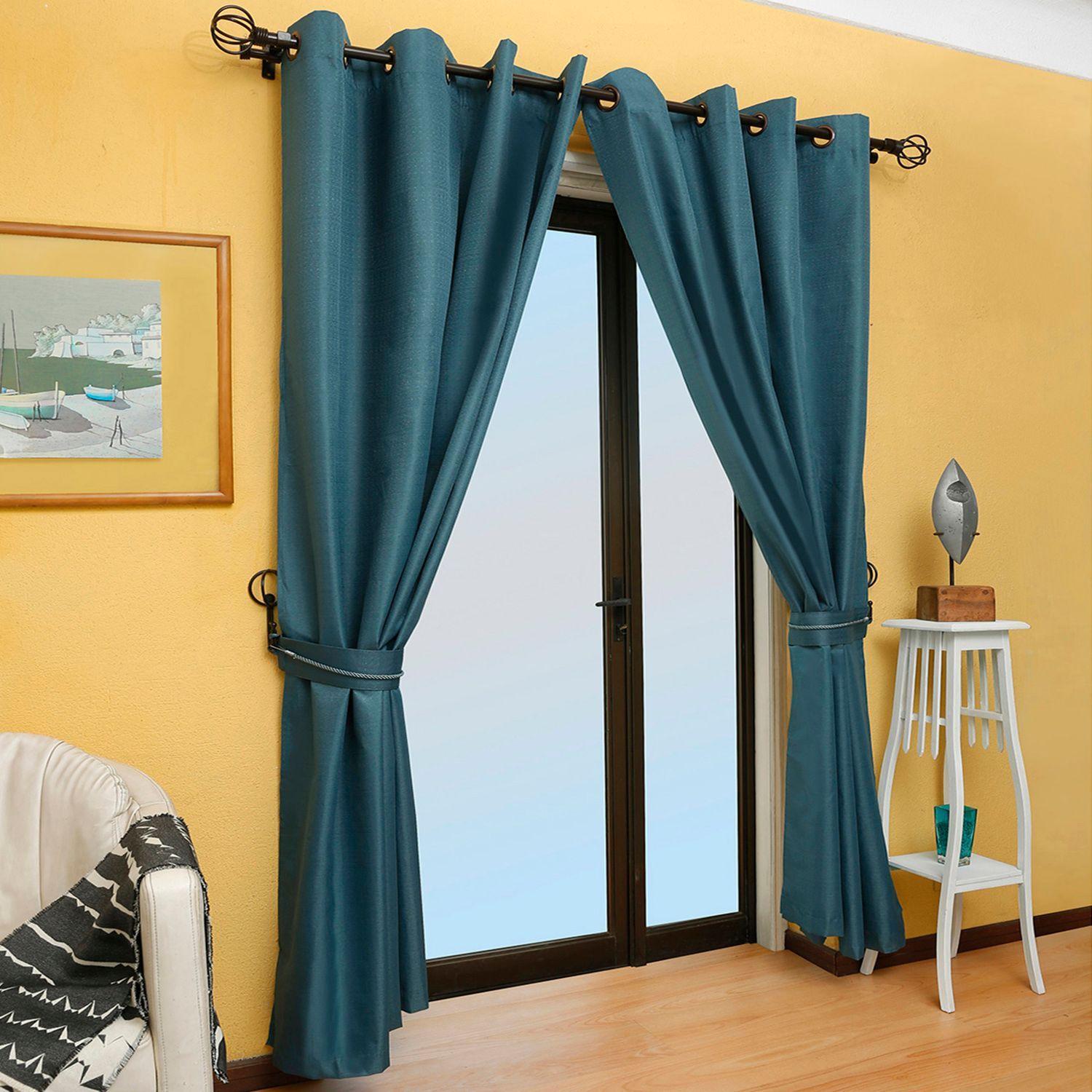Set Cortina Blackout 6 Piezas Con Argollas Petroleo-2