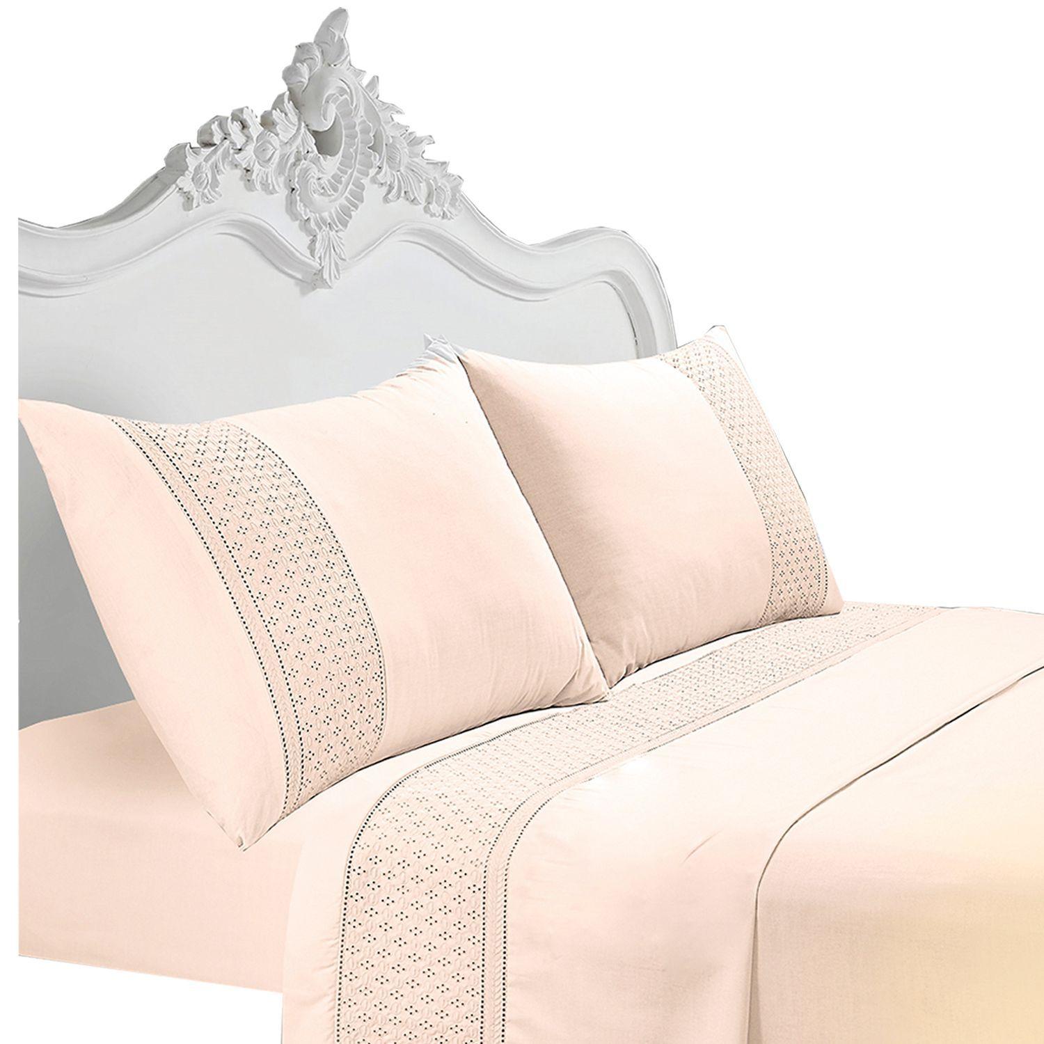 Juego de Sabanas T180 Broderie Beige 2 Plazas-0