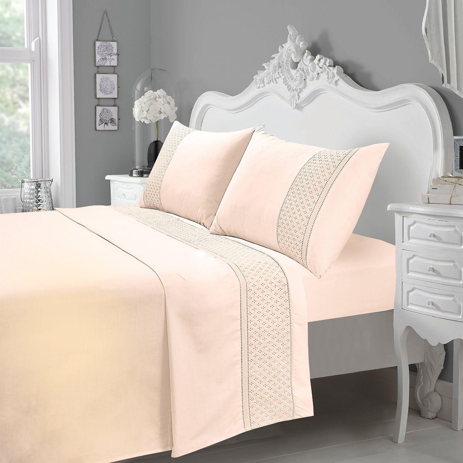 Juego de Sabanas T180 Broderie Beige 2 Plazas-4