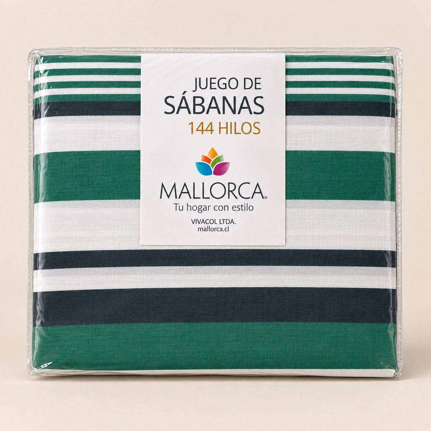 Juego Sábana 144 Hilos 1 Plaza Nebbia Verde -1