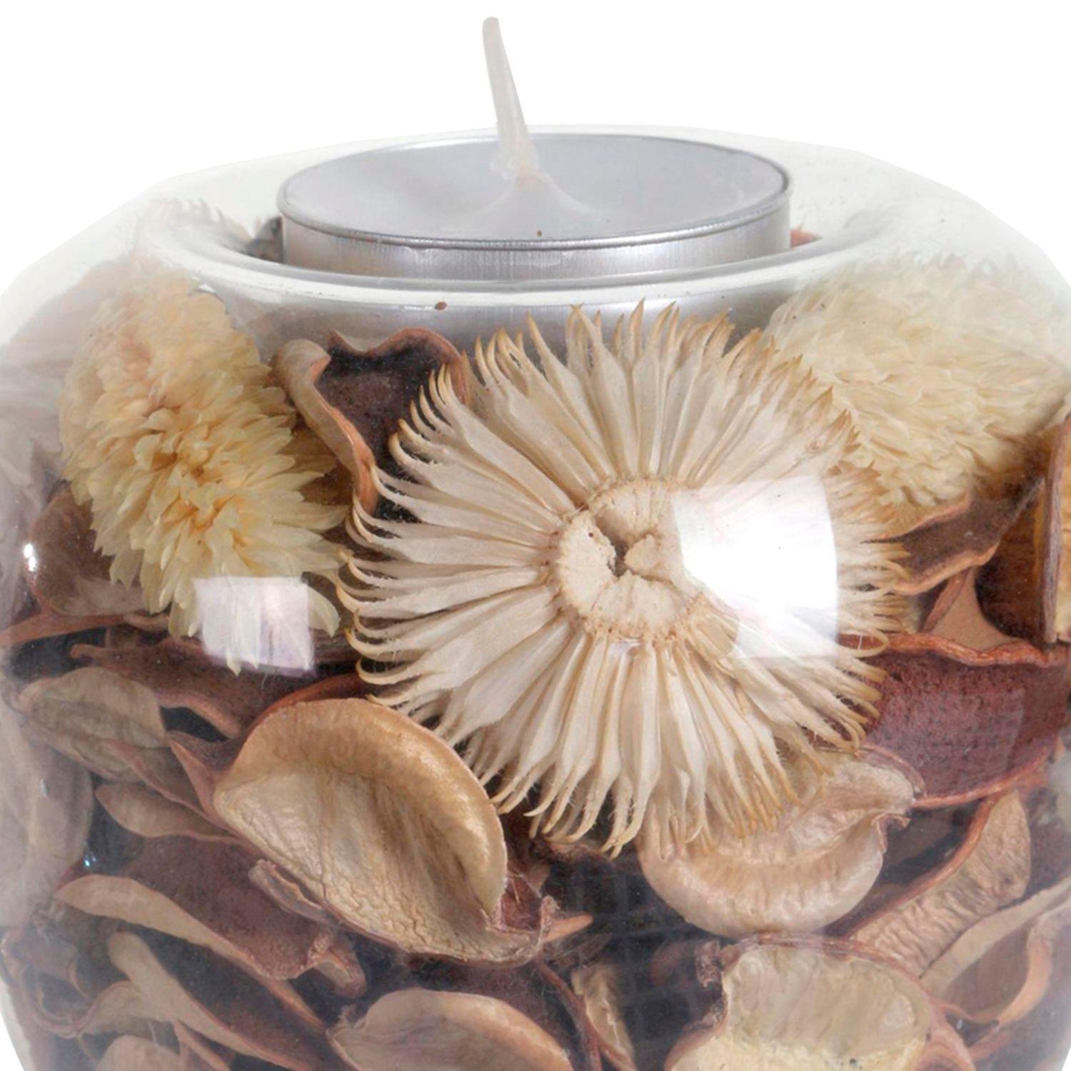 Portavela Decorativo Flores Secas Natural-2