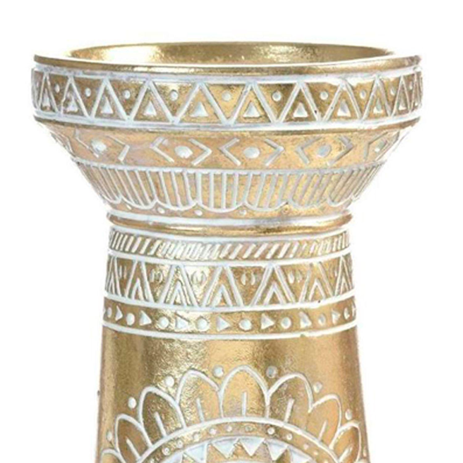 Portavela Decorativo Azteca Grande Gold-2