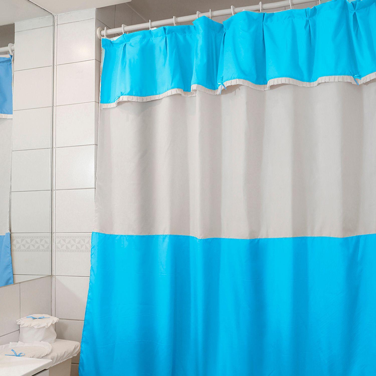 Juego de Cortina para Baño 6 Piezas Celeste-3