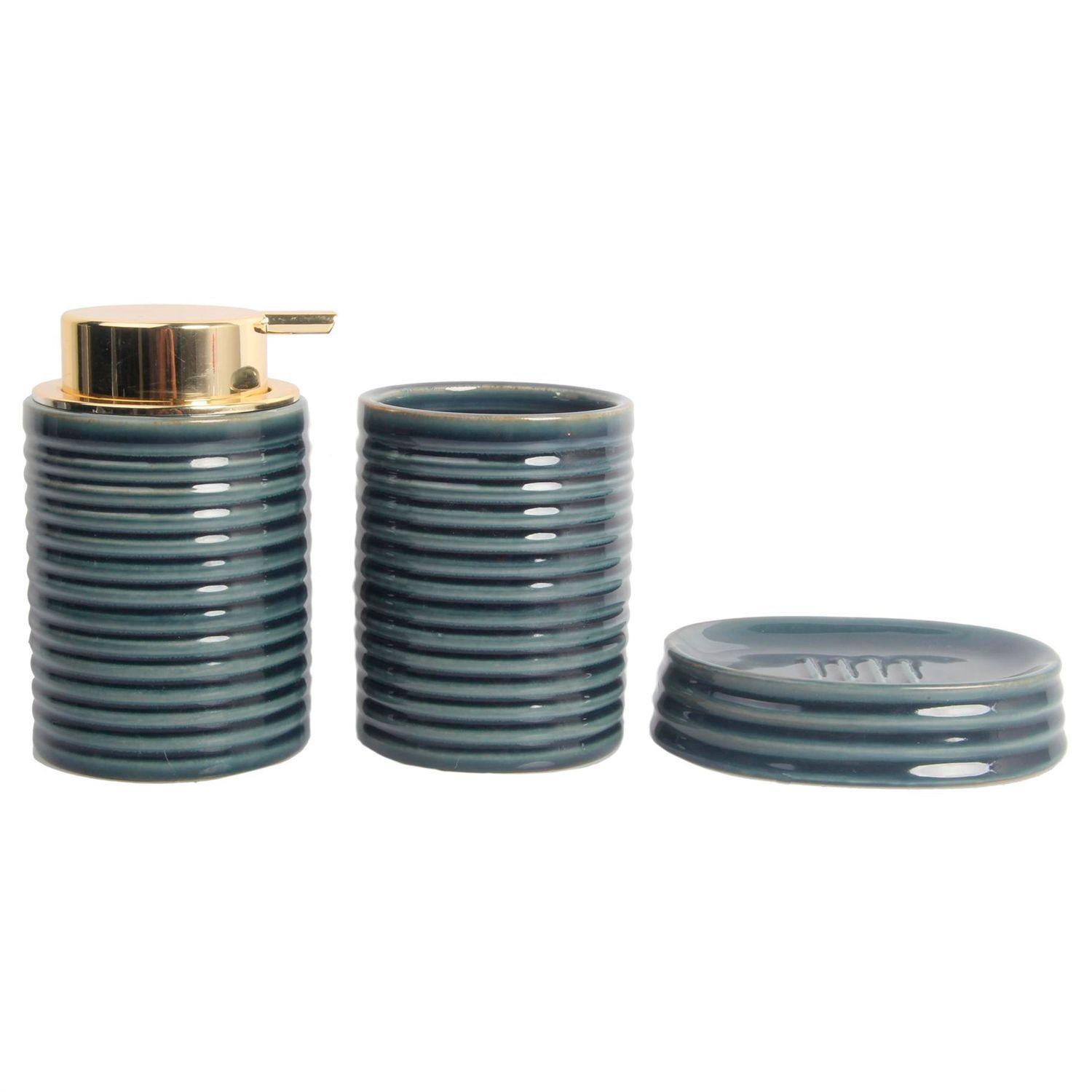 Juego de Jaboneras Deco Creta Azul 3 Piezas-0