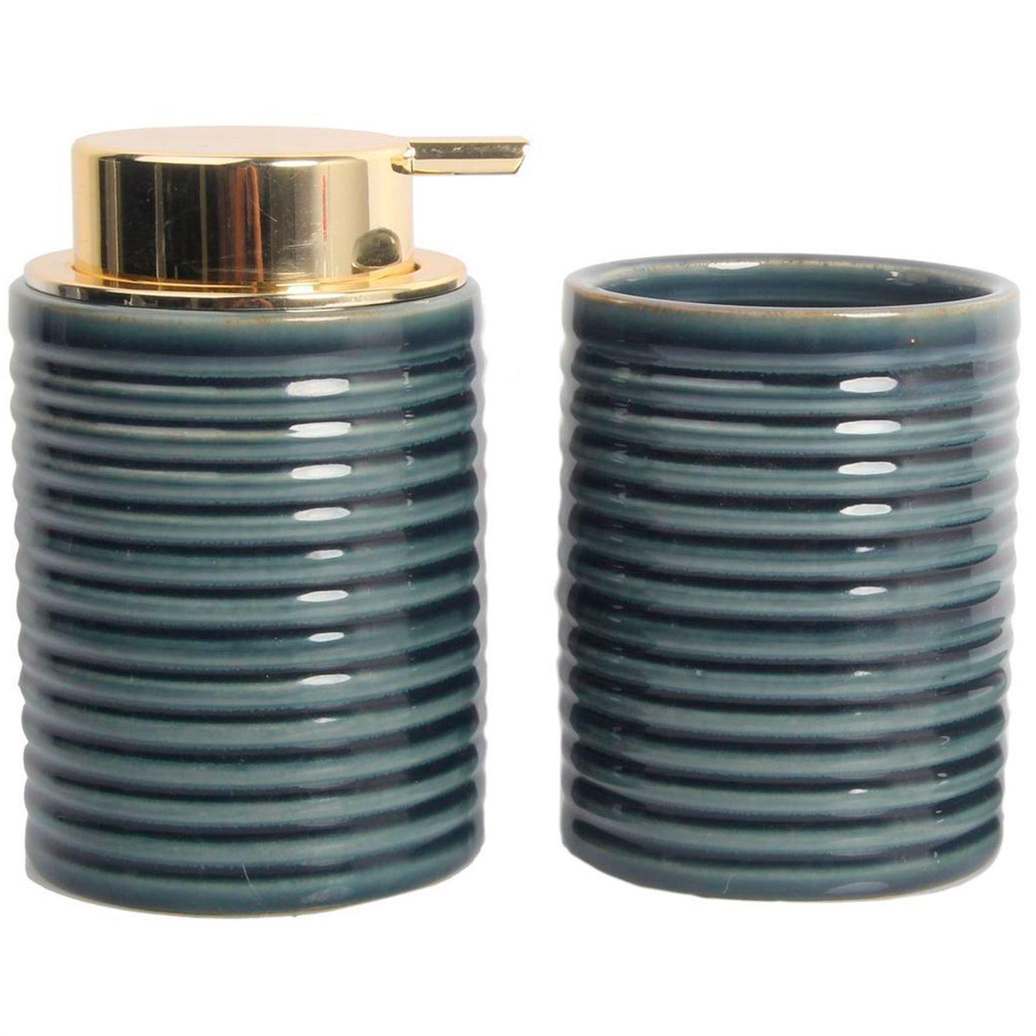 Juego de Jaboneras Deco Creta Azul 3 Piezas-2