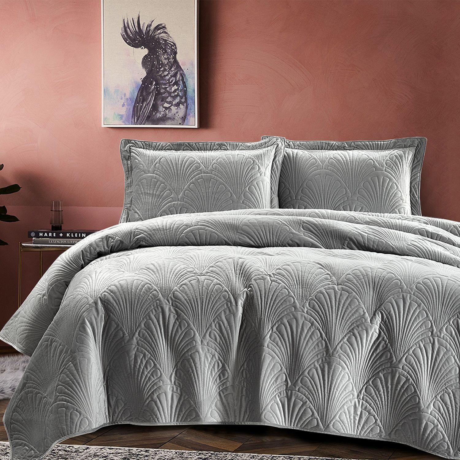 Quilt Liso Velvet Paris Gris Perla King-4