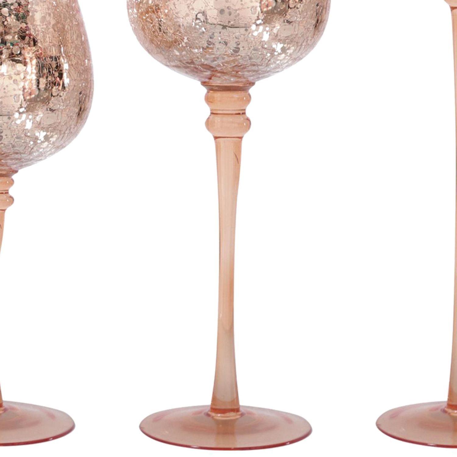 Juego de Portavelas Decorativo Murano Rose Gold 3 Piezas-1