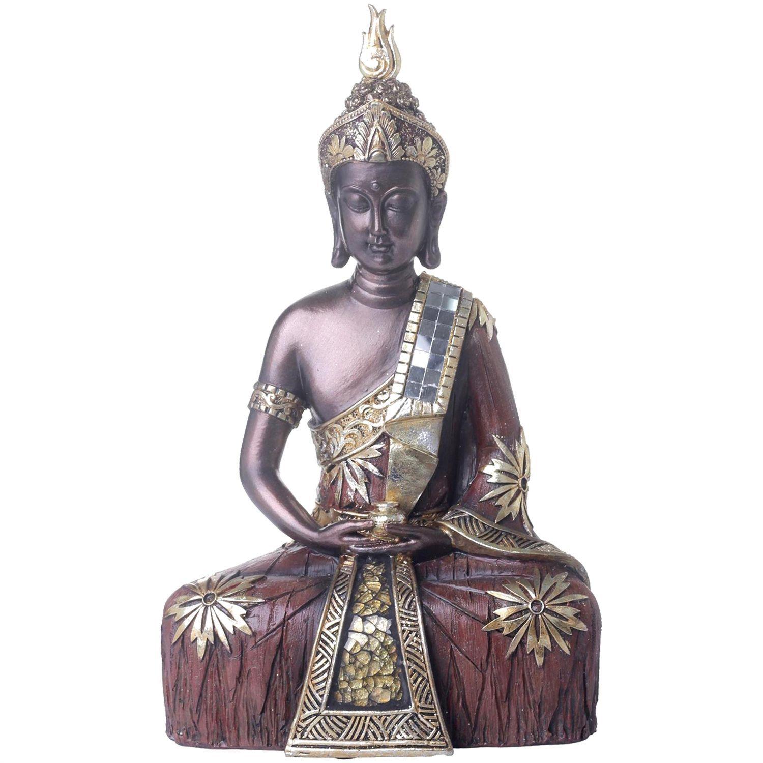 Figura Decorativa Buda Dhyana Mudra Caoba-0