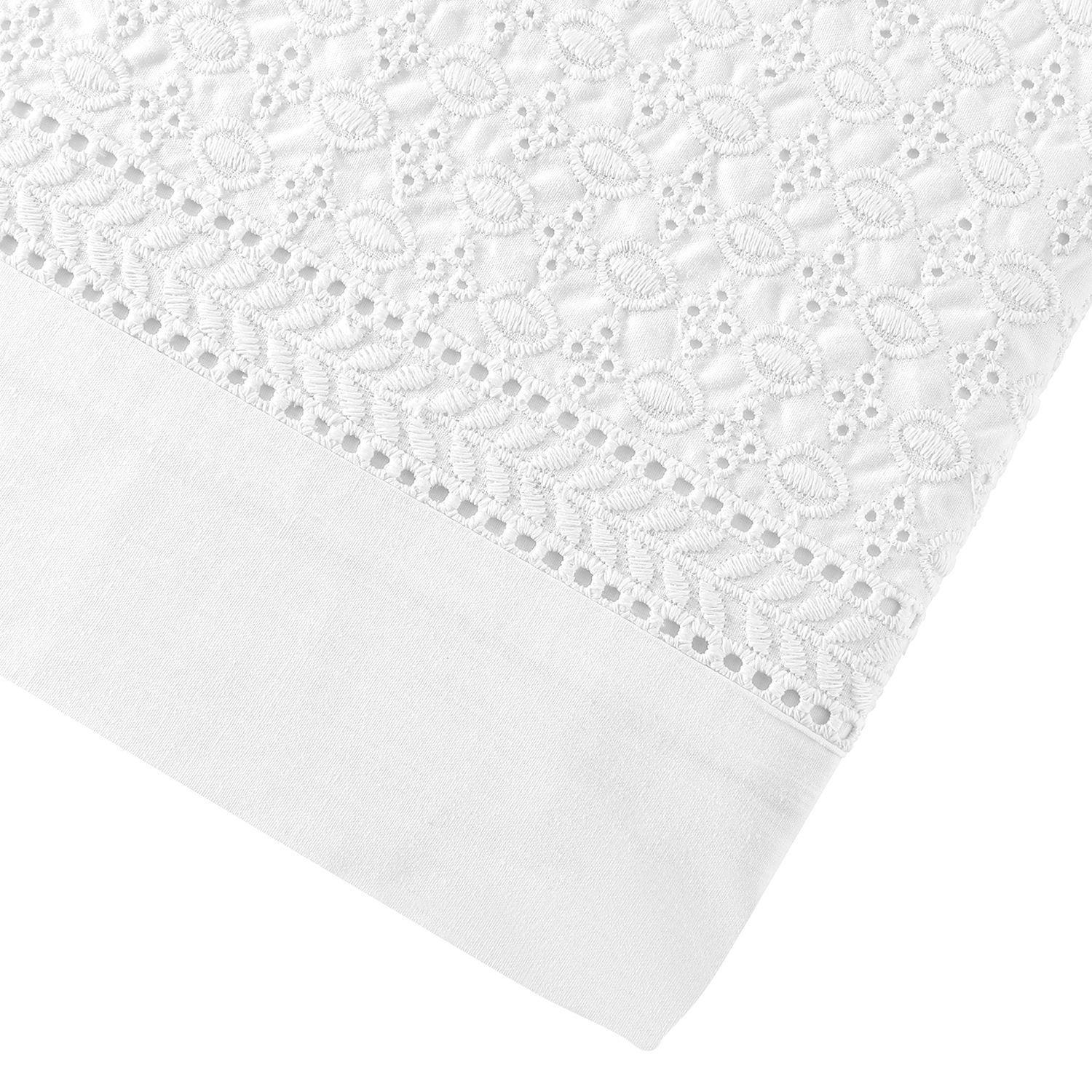 Juego de Sabanas 180 Hilos Broderie Blanco 2 Plazas-3