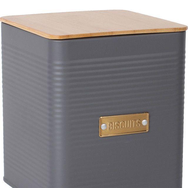 Contenedor Decorativo Acero Galletas Gris-1