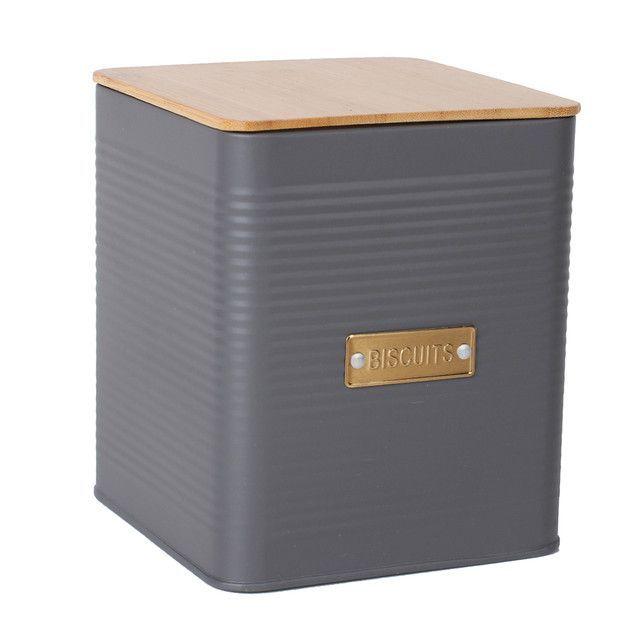 Contenedor Decorativo Acero Galletas Gris-0