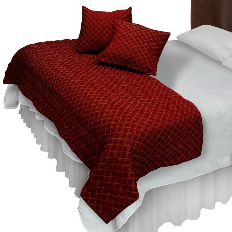 Piecera Con Fundas Rombos Burdeo Reversible-0