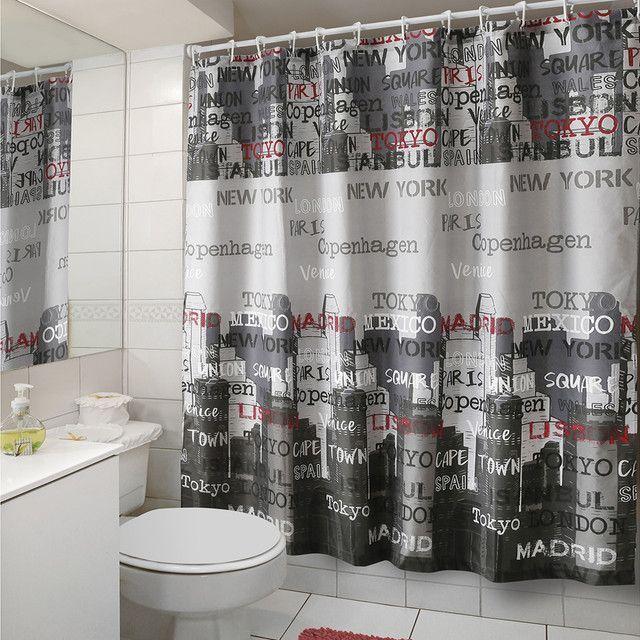 Cortina para Baño Diseño Capitals con Forro-2