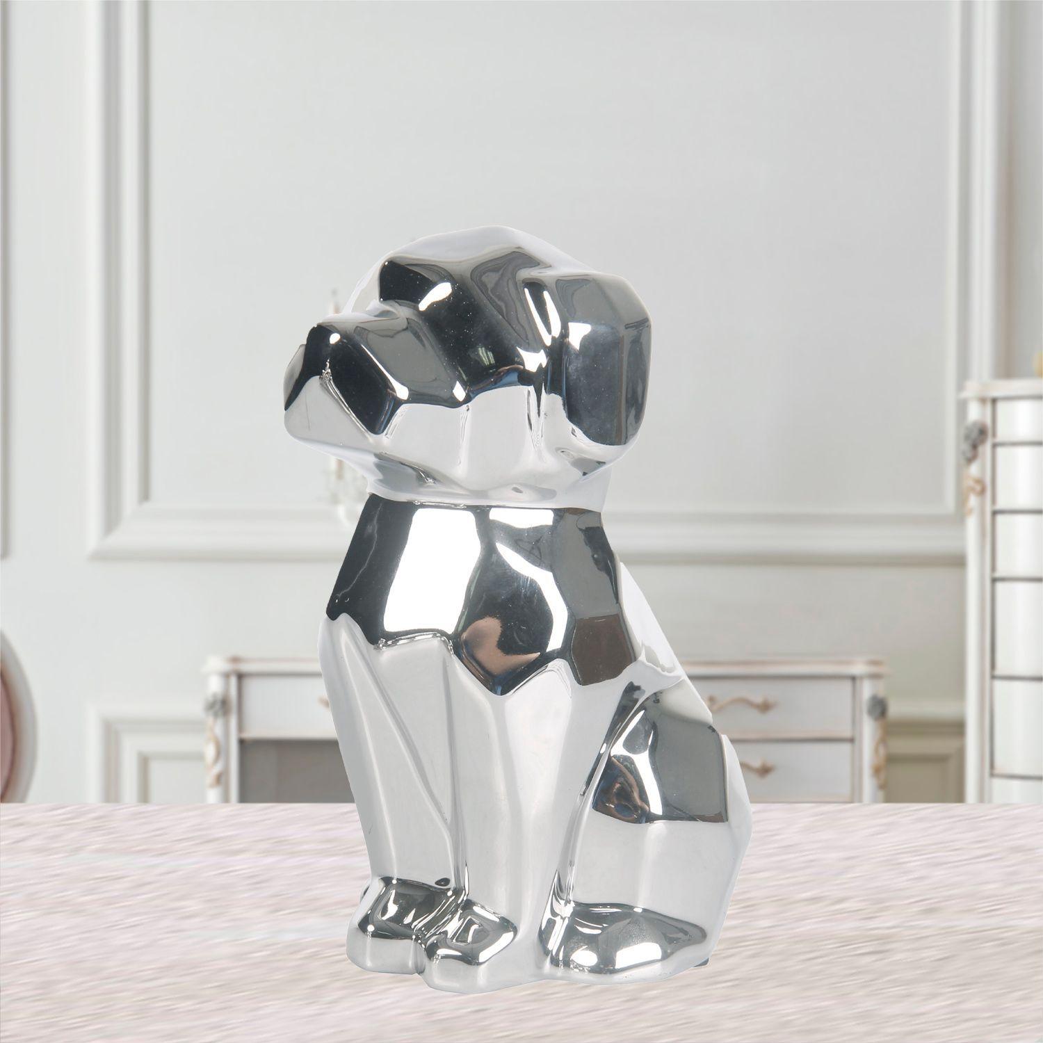 Figura Decorativa Perro Sentado Silver-3