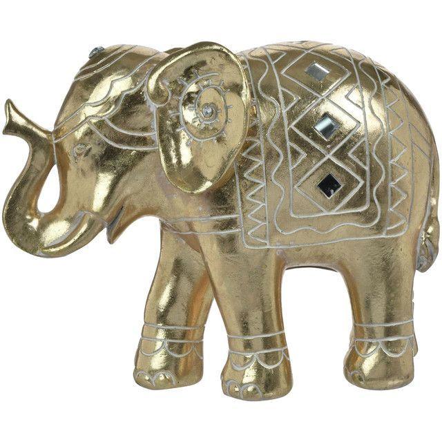 Figura Decorativa Elefante Jodhpur Gold Grande-0