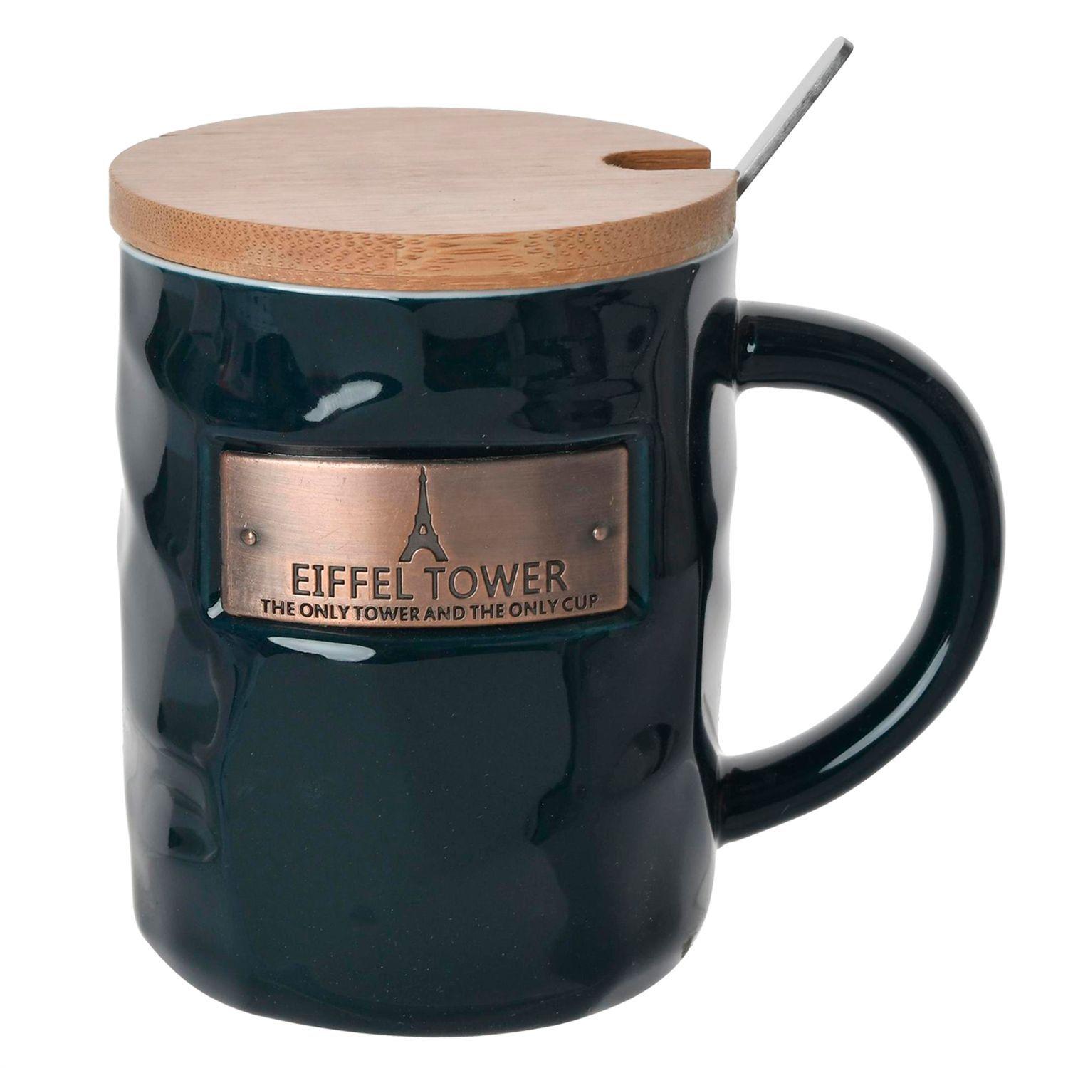 Jgo Tazón Decorativo Eiffel C/Tapa y Cuchara Negro-2