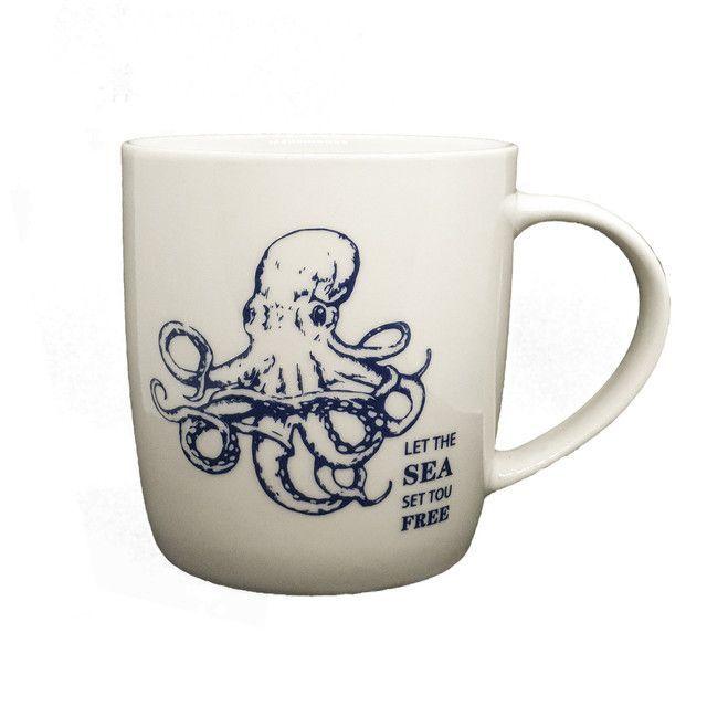 Tazón Decorativo Ocean Octopus White-0
