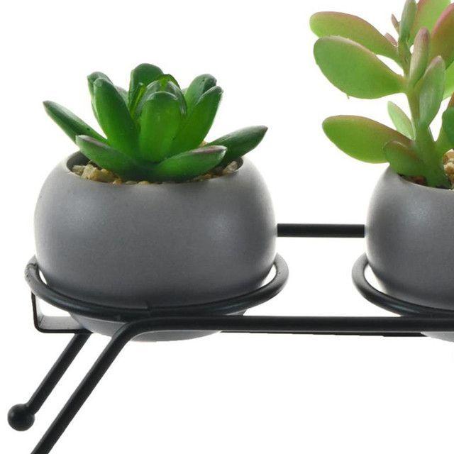 Suculentas Decorativas Bolas Atril Triple Gris-1