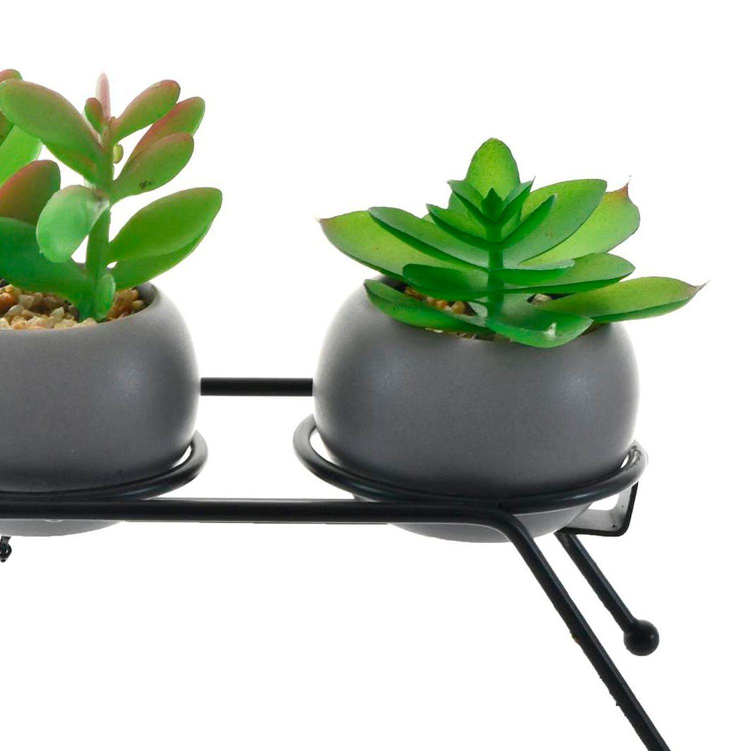 Suculentas Decorativas Bolas Atril Triple Gris-3