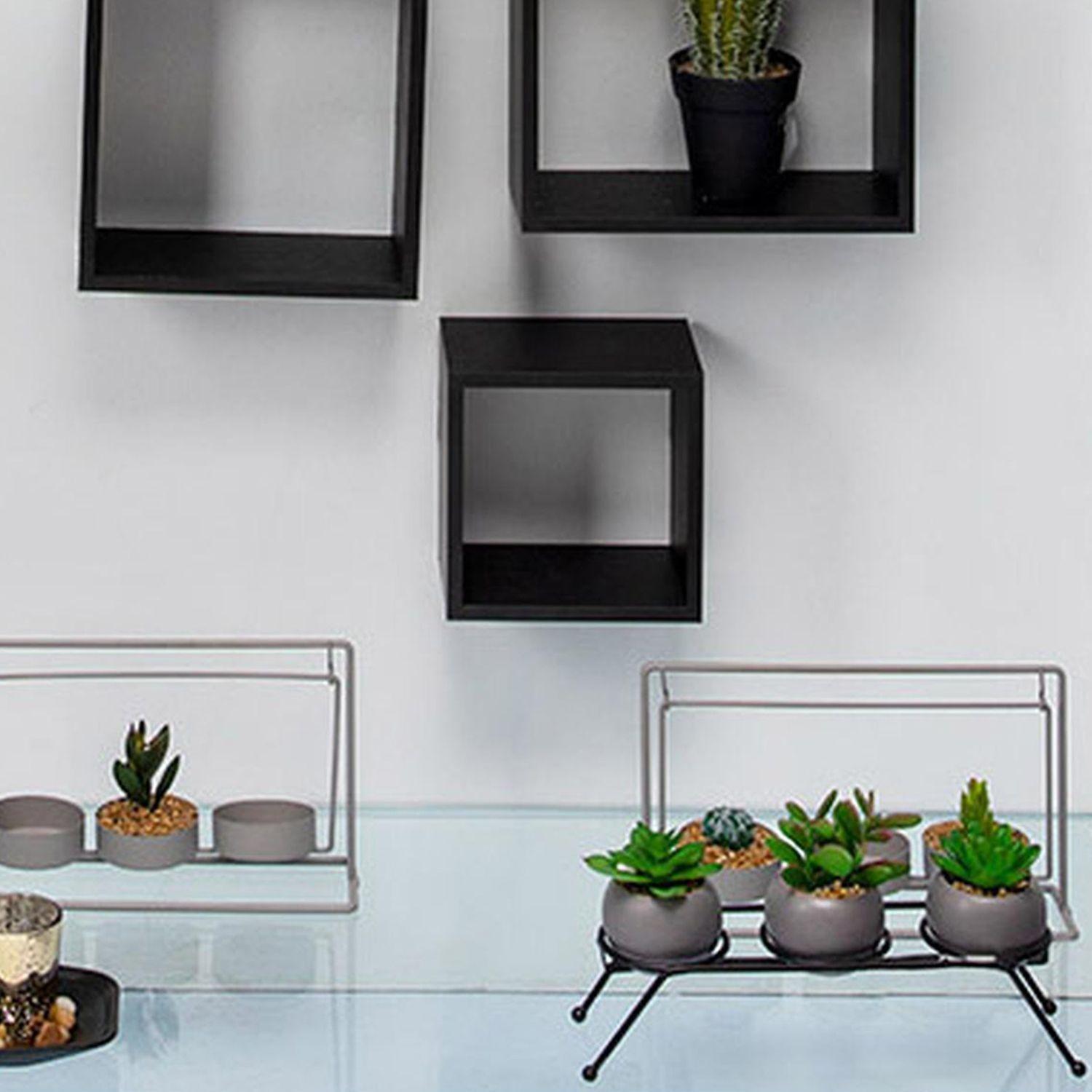 Suculentas Decorativas Bolas Atril Triple Gris-4