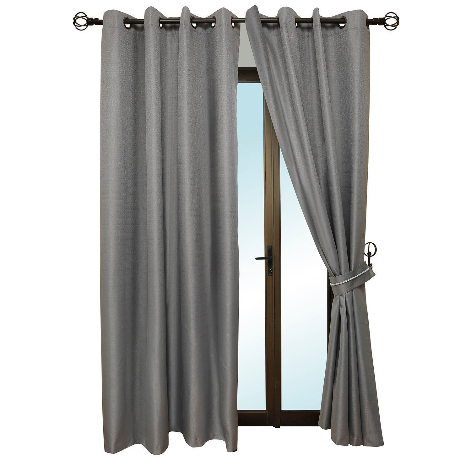 Set Cortina Blackout 6 Piezas Con Argollas Gris-0