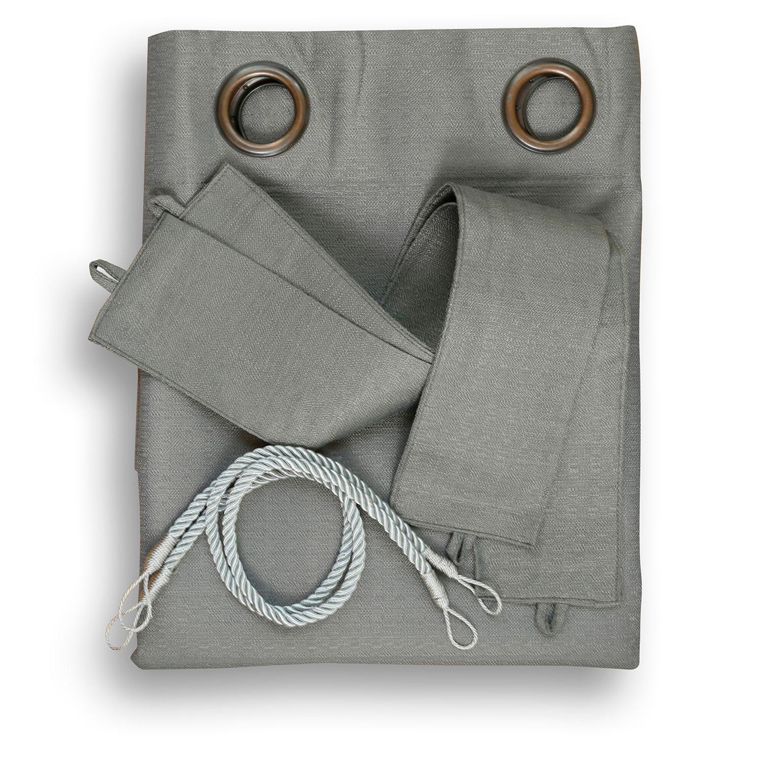 Set Cortina Blackout 6 Piezas Con Argollas Gris-1