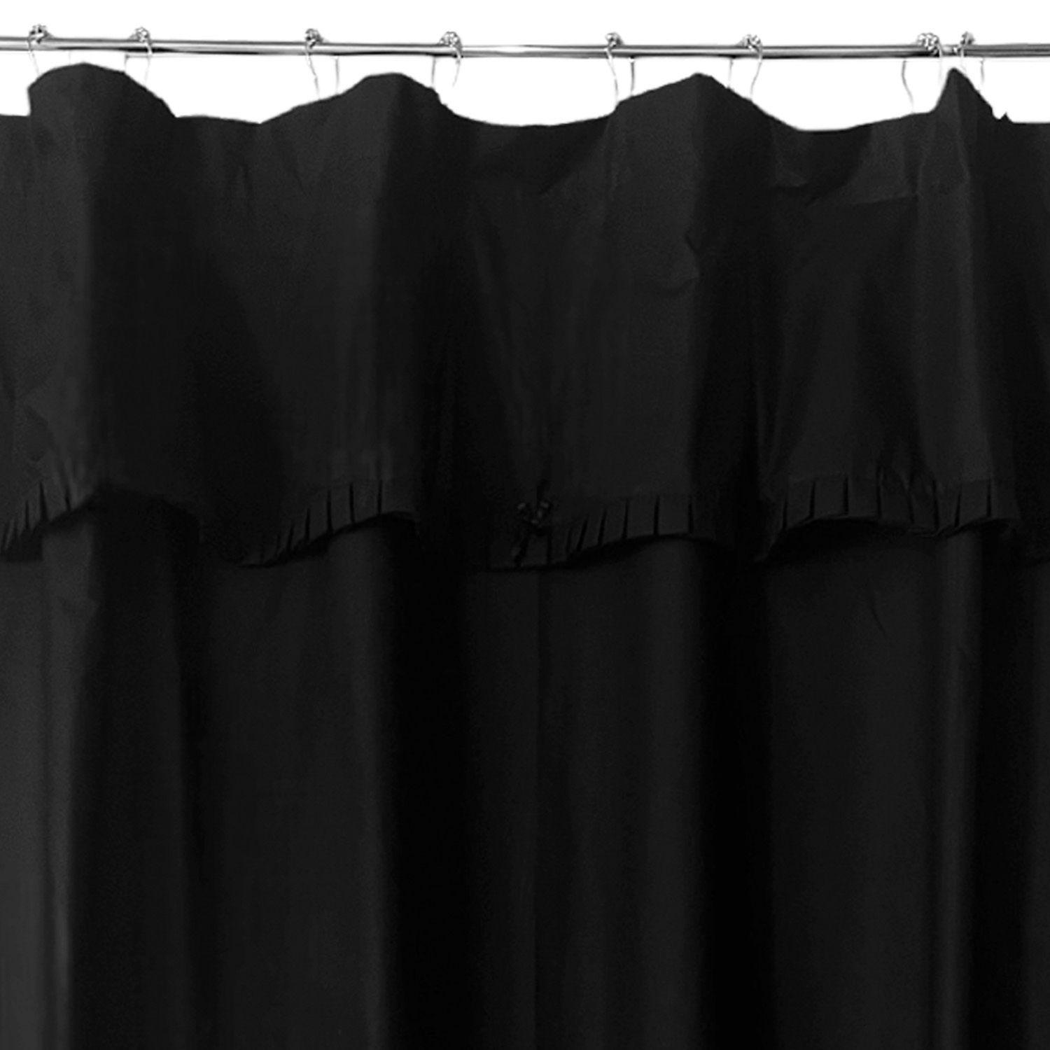 Juego Cortina Recogida para Baño Lisa Negro-2