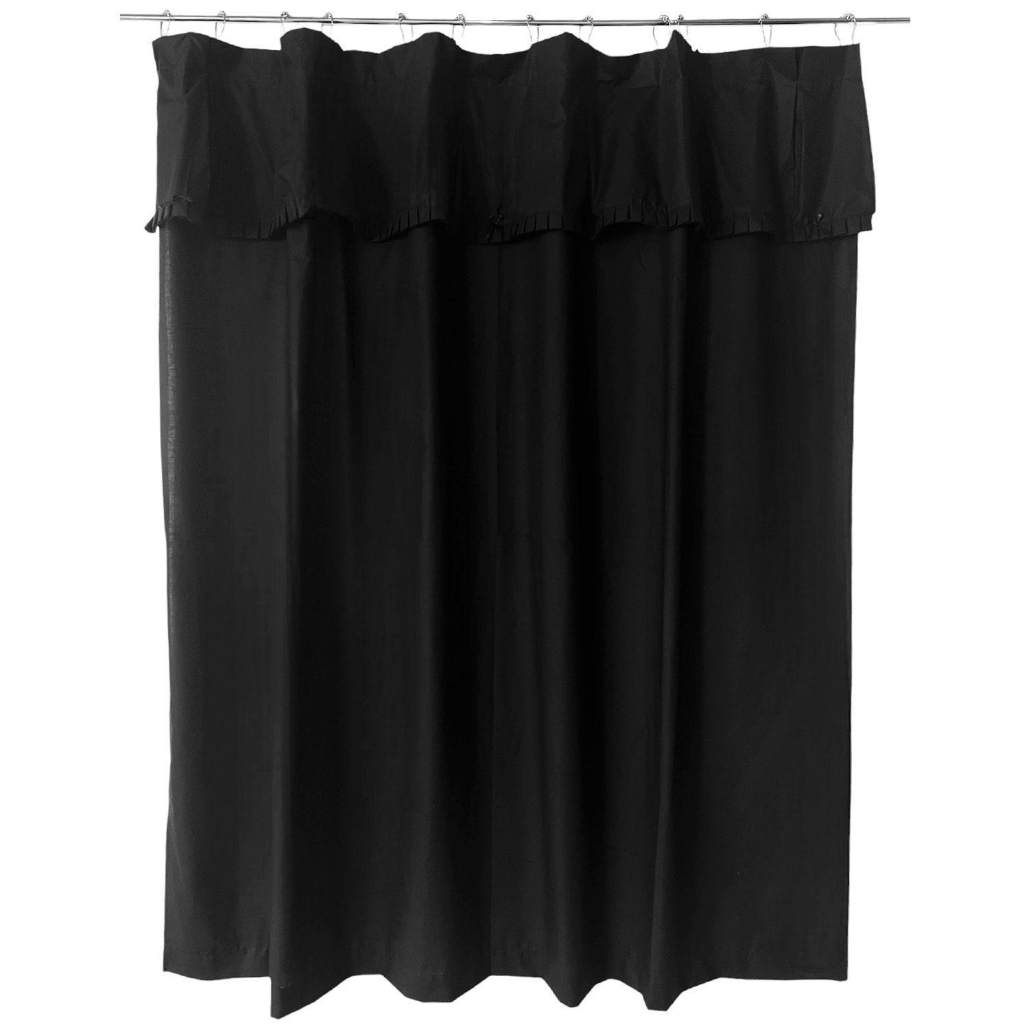 Juego Cortina Recogida para Baño Lisa Negro-3
